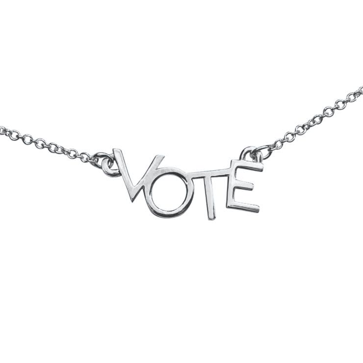 Get the <a href="https://www.maziandzo.com/collections/vote-necklace/products/vote-necklace-in-sterling-silver-16-inch" target="_blank" rel="noopener noreferrer">Mazi + Zo vote necklace﻿</a> for $72.