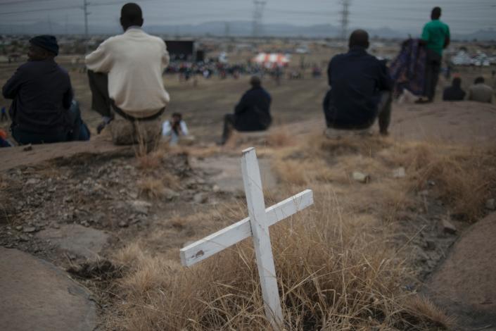 The Marikana mine workers were gunned down on August 16, 2012 after police were deployed to break up a wildcat strike that had turned violent at the Lonmin-owned platinum mine northwest of Johannesburg (AFP Photo/Mujahid Safodien)