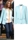 <b>Kim Sears at Wimbledon 2013 </b><br><br>Andy Murray's girlfriend worked the pastel trend in this Zara blazer.<br><br>[Getty]