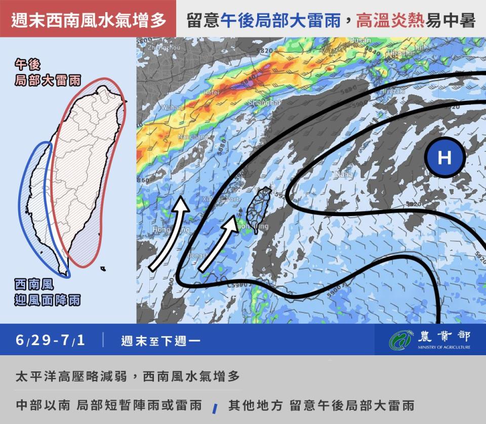 周末西南風增強，留意午後大雷雨。（圖：吳聖宇臉書）