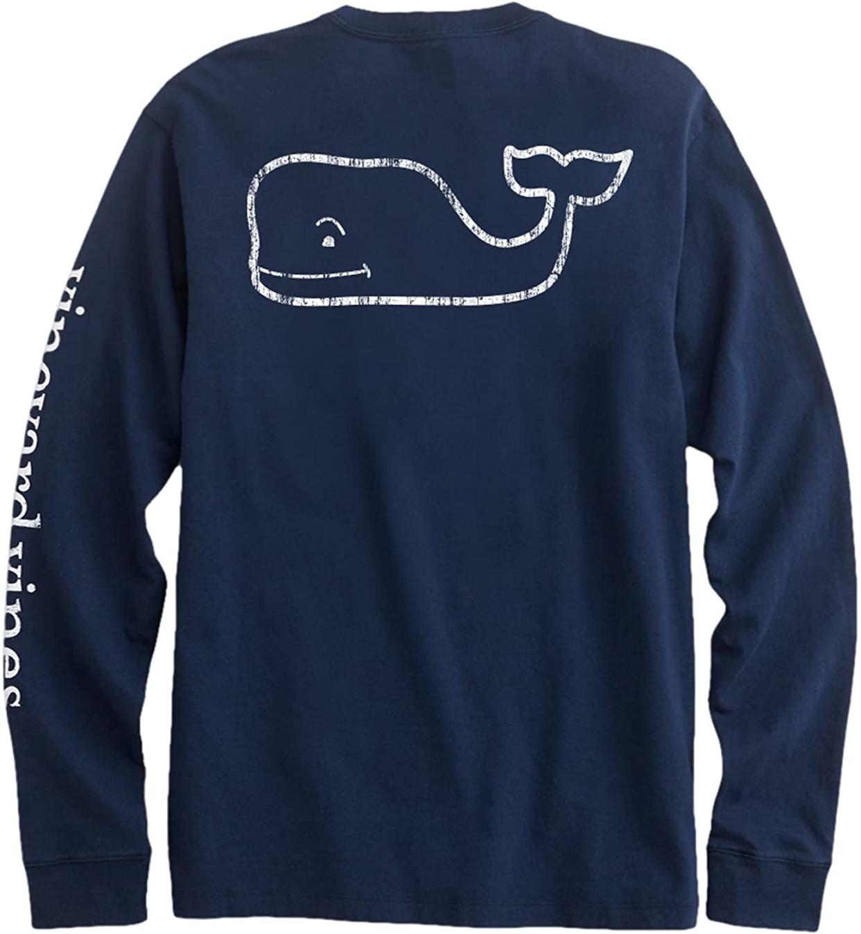 Vineyard Vines Mens Long-Sleeve Vintage Whale Pocket Tee