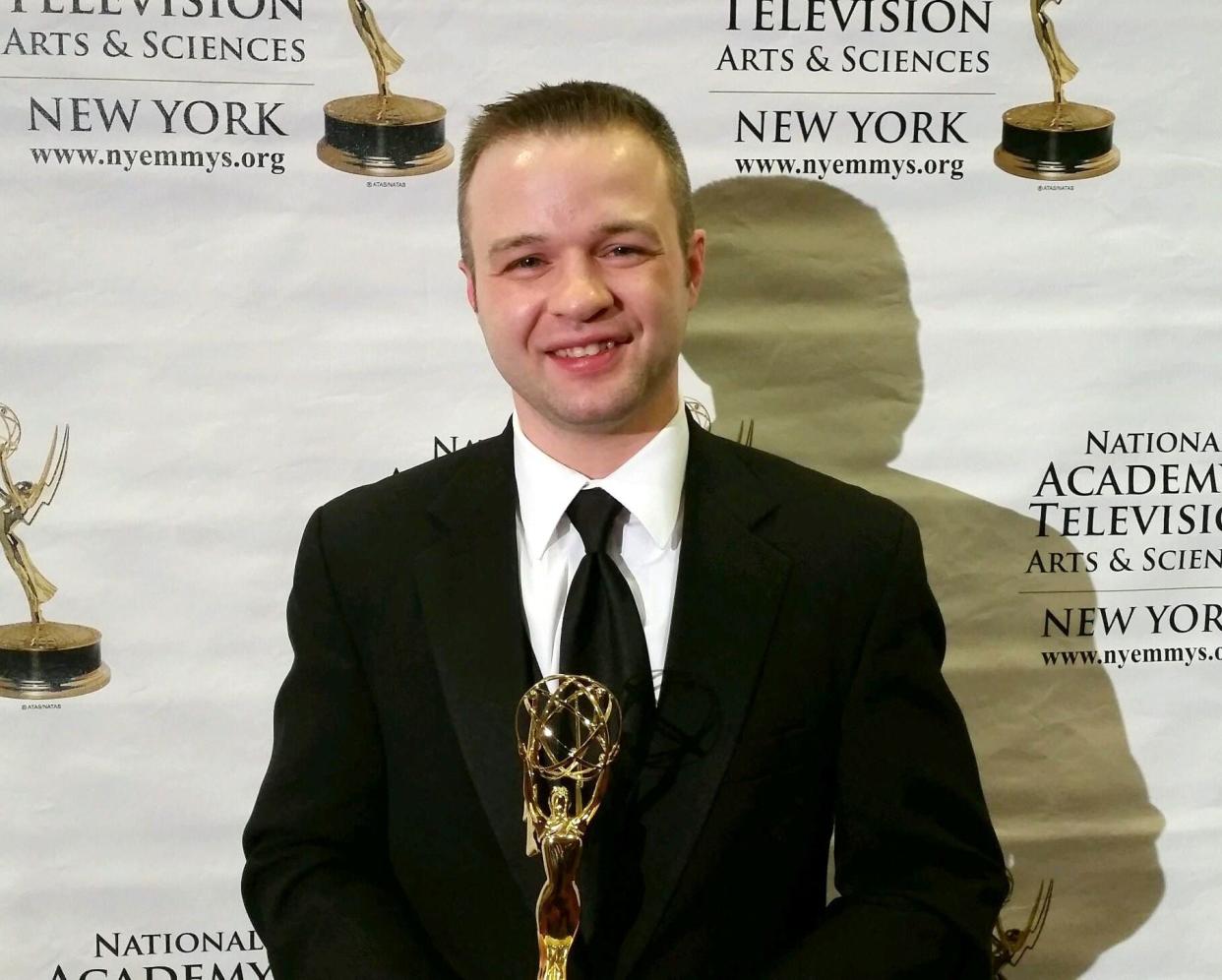Andy Malnoske after receiving his Emmy Award on May 2 in New York City.