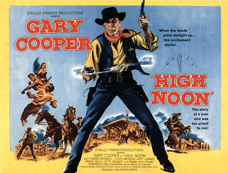 High Noon, poster, Gary Cooper, 1952. (Photo by LMPC via Getty Images)
