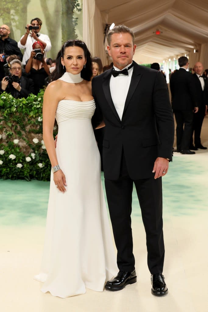 Luciana Damon and Matt Damon attend The 2024 Met Gala Celebrating "Sleeping Beauties: Reawakening Fashion" at The Metropolitan Museum of Art on May 06, 2024 in New York City.