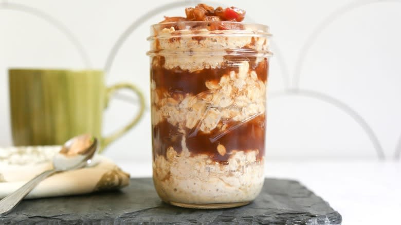 overnight oats parfait in jar