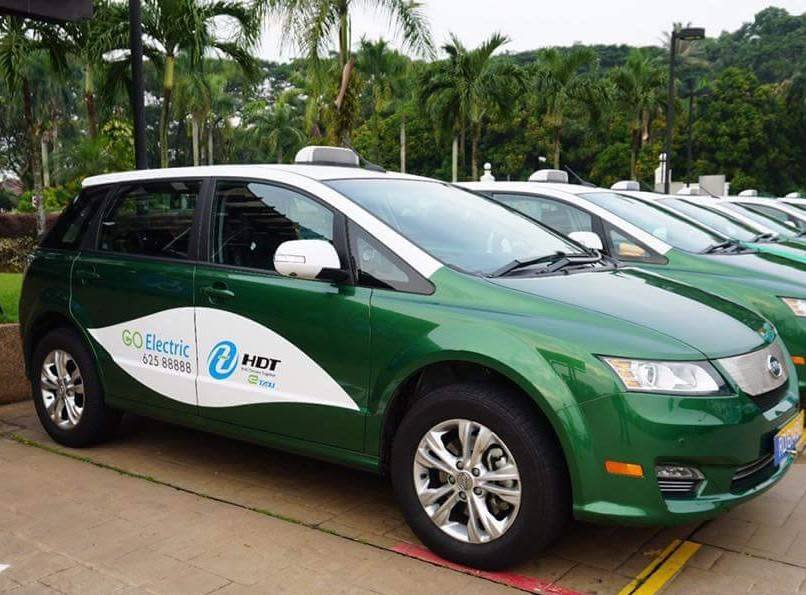 One of the electric taxis operated by HDT Singapore Taxi. (PHOTO: LTA Facebook page)