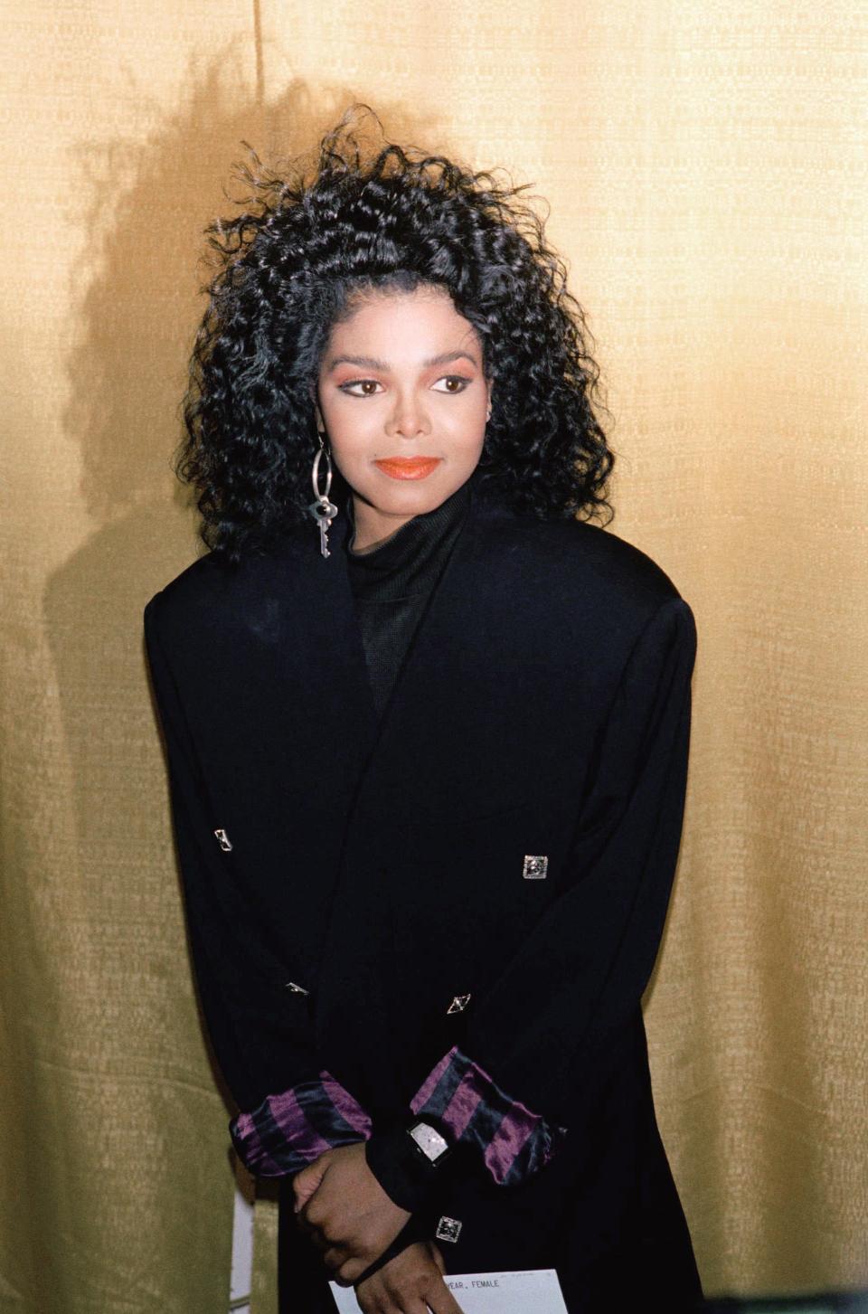 Janet Jackson poses at the Soul Train Music Awards, March 23, 1987, Santa Monica, Calif.
