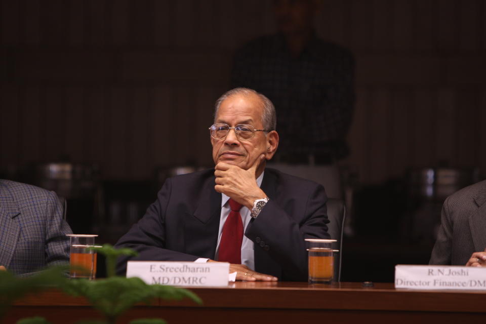 <p>A civil engineer and retired IRSE officer, Sreedharan is popularly known as the 'Metro Man' and was credited for the stellar work he did in building Konkan Railway and the Delhi Metro. His list of honours includes the Padma Shri (2001), the Padma Vibhushan (2008), and the Chevalier de la Légion d'honneur (2005). He also was named one of Asia's Heroes by TIME magazine in 2003.</p> 