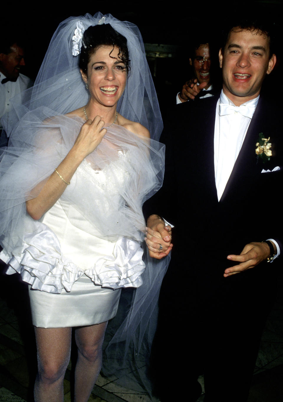Rita Wilson and Tom Hanks during Tom Hanks and Rita Wilson Wedding Reception at Rex's in Los Angeles, California, United States. (Photo by Jim Smeal/Ron Galella Collection via Getty Images)