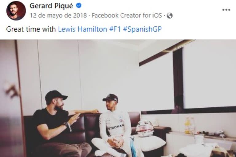 Piqué junto a Hamilton (Foto Facebook Gerar Piqué)