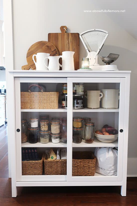 white shelving unit pantry