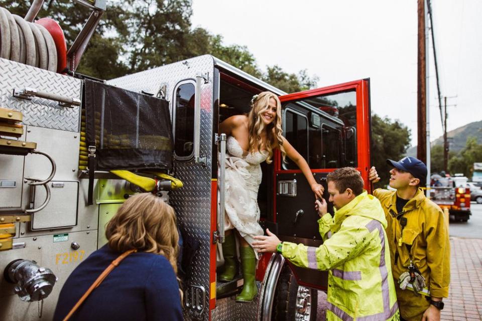 Julie Gorman with firefighters | Amy Van Vlear Photographer