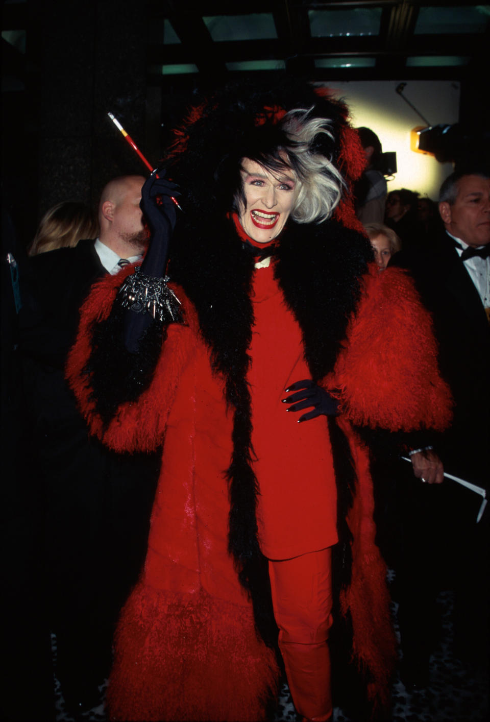 Actress Glenn Close, dressed as character Cruella DeVille, at premiere of her film 101 Dalmatians.  (Photo by Dave Allocca/DMI/The LIFE Picture Collection via Getty Images)