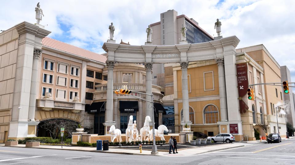 A view of the exterior of Caesars in Atlantic City.