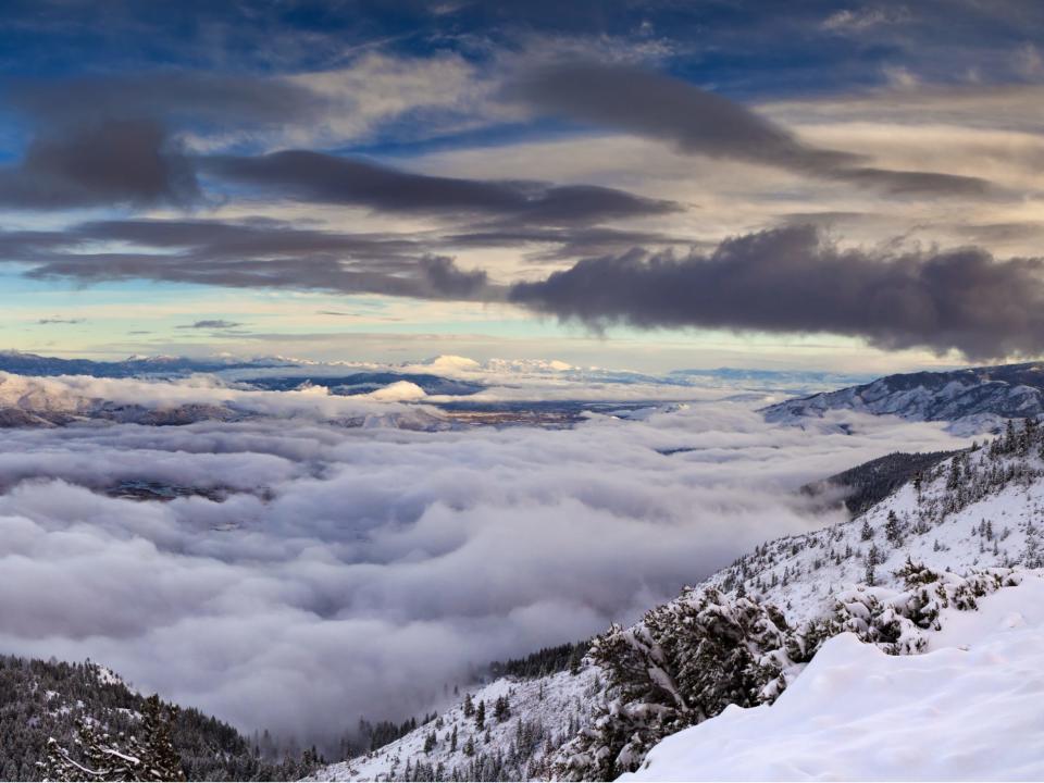 Nevada winter landscape with cloud inversion.