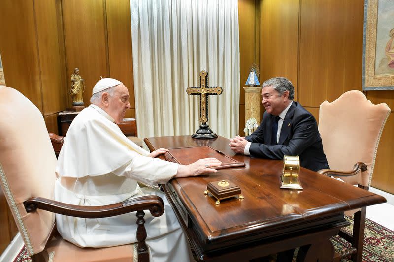 Pope Francis meets with Chilean Senate President Juan Antonio Coloma at the Vatican