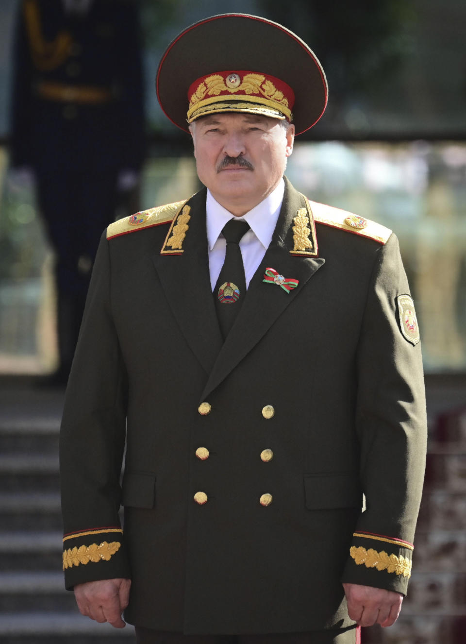 Belarusian President Alexander Lukashenko attends his inauguration ceremony at the Palace of the Independence in Minsk, Belarus, Wednesday, Sept. 23, 2020. Lukashenko of Belarus has assumed his sixth term of office in an inauguration ceremony that wasn't announced in advance. State news agency BelTA reported that Wednesday's ceremony is taking place in the capital of Minsk, with several hundred top government official present. (Andrei Stasevich/Pool Photo via AP)