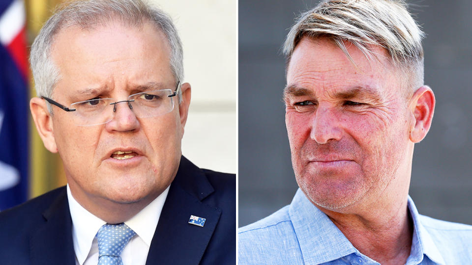 Scott Morrison and Shane Warne. Image: Getty