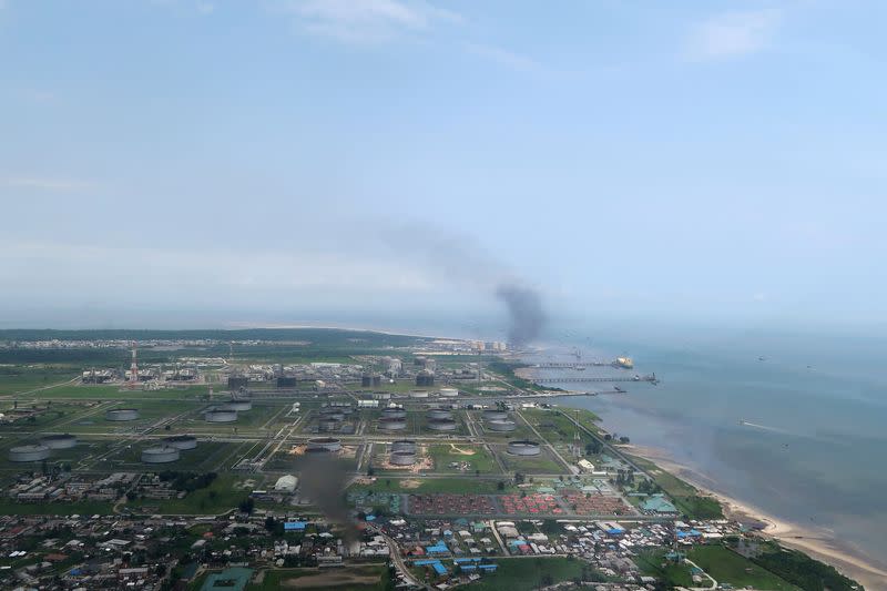 FILE PHOTO: A view shows the Bonny oil terminal in the Niger delta which is operated by Royal Dutch Shell in Port Harcourt