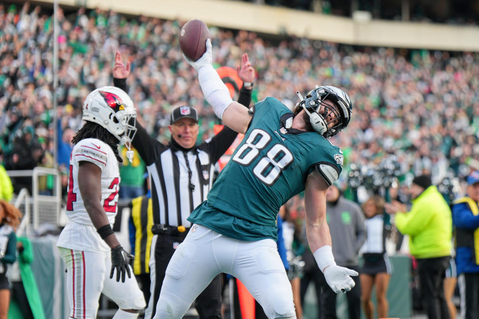 Philadelphia Eagles tight end Dallas Goedert (88). (Photo by Andy Lewis/Icon Sportswire via Getty Images)