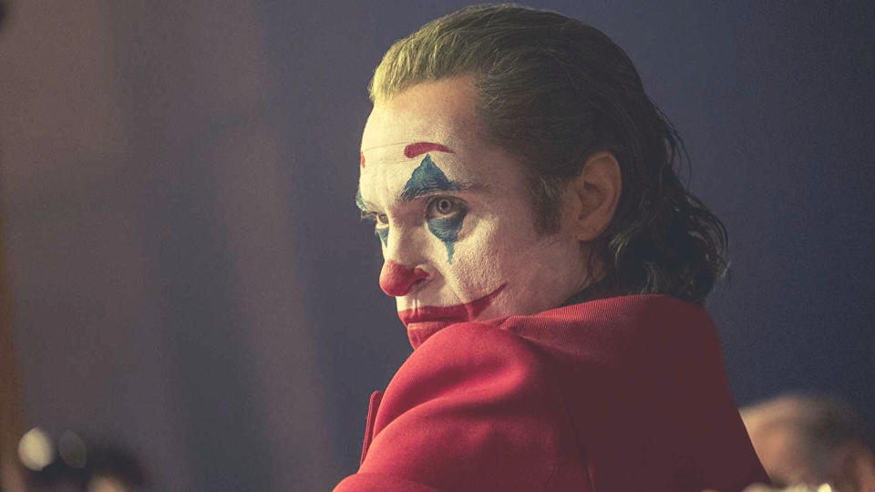 Joaquin Phoenix in a still from <i>Joker</i>.