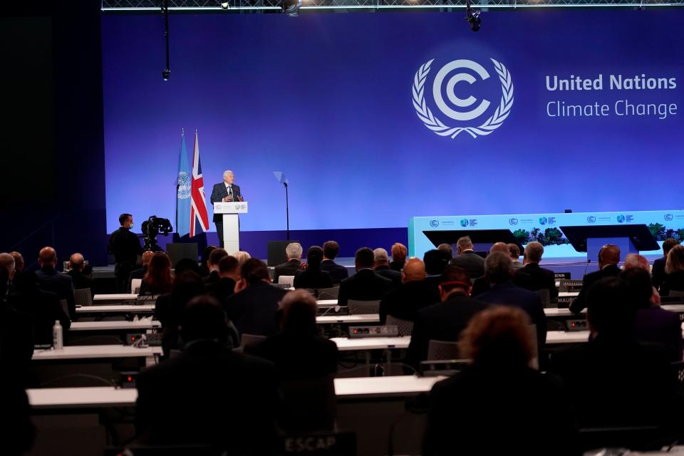 Sir David Attenborough speaks at Cop26 in Glasgow (AP)