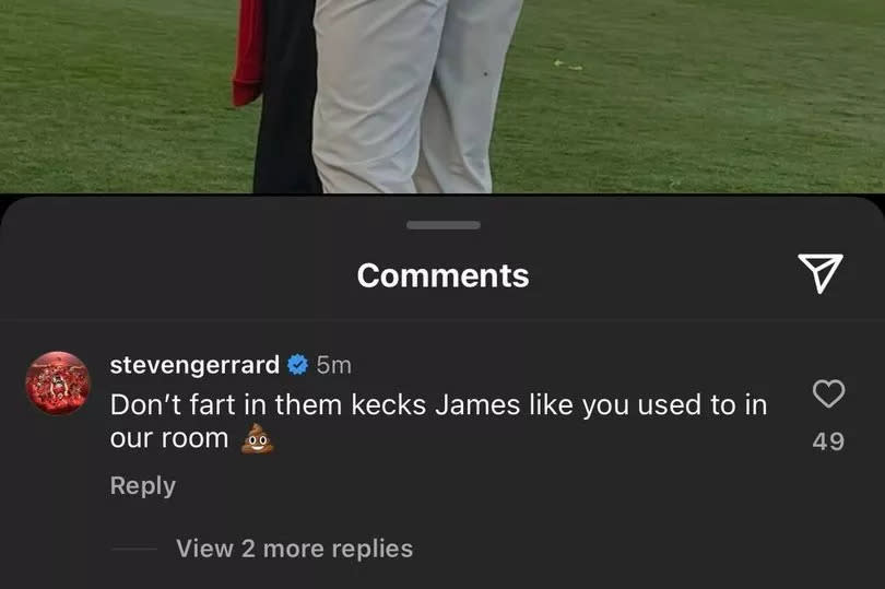 Former Liverpool captain Steven Gerrard left fans bemused with a ruthless comment on Jamie Carragher's Instagram post