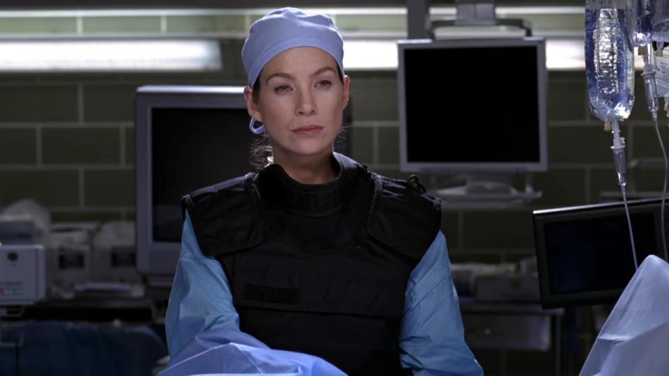 Ellen Pompeo as Meredith Grey on Grey's Anatomy.