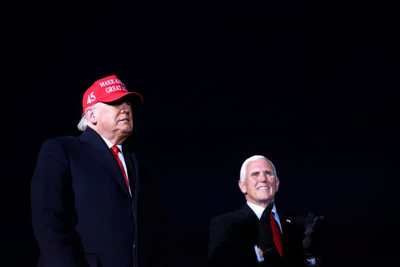 FILE PHOTO: U.S. President Donald Trump holds a campaign rally at Cherry Capital Airport in Traverse City, Michigan