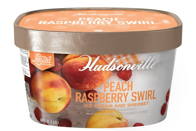 Hudsonville Ice Cream has brought back two seasonal flavors for the summer: Peach Raspberry Swirl and Strawberry Shortcake. (Courtesy Hudsonville Ice Cream)