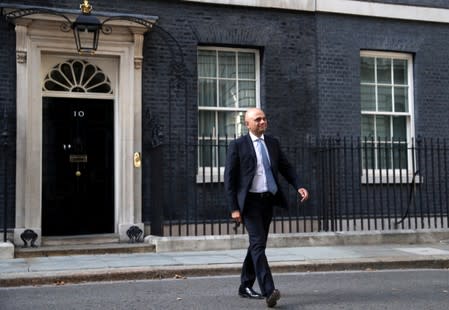 Newly appointed Chancellor of the Exchequer Sajid Javid leaves Downing Street, in London