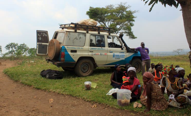 An MSI vehicle sits outside a pop-up clinic in rural Uganda. (Photo: Mikaela Conley/Yahoo News)