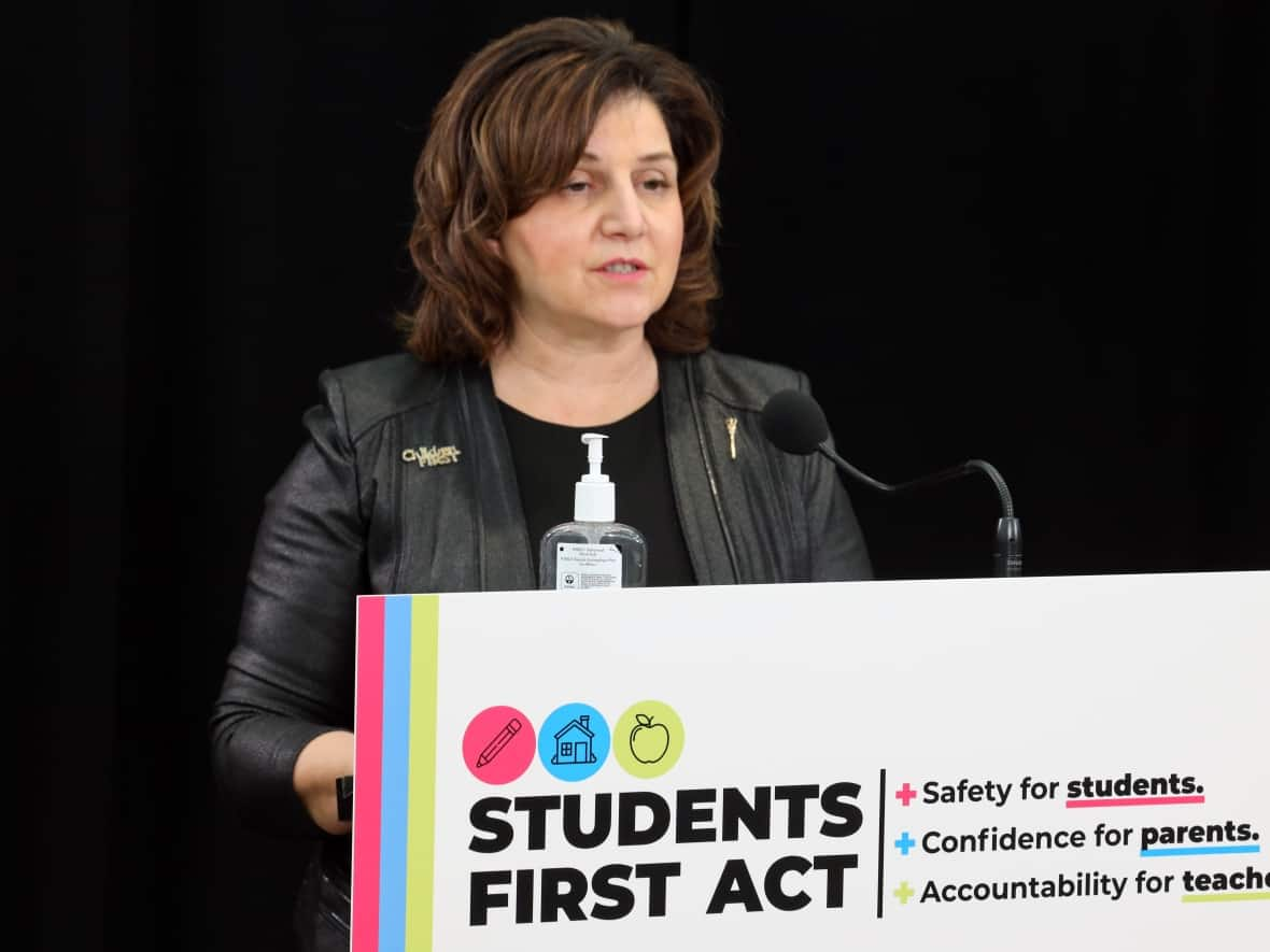 Alberta Education Minister Adriana LaGrange says a new funding manual spells out changes to student transportation funding and a new pilot for families homeschooling kindergarteners. (Government of Alberta - image credit)