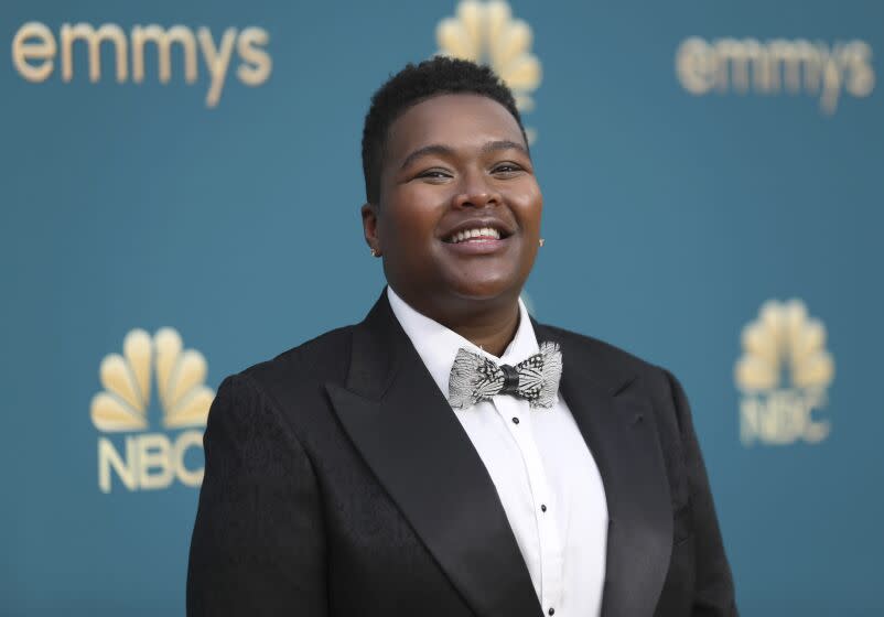 Sam Jay arrives at the 74th Emmy Awards Sept. 12, 2022 at the Microsoft Theater in Los Angeles.