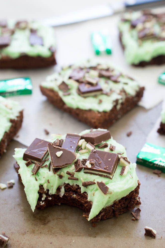 <p>It's your lucky day: Your favorite mint chocolates (seriously, those green wrappers are <em>iconic</em><span class="redactor-invisible-space">) have been transformed into a decadent frosted brownie.</span></p><p><span class="redactor-invisible-space">Get the <strong><a href="http://chefsavvy.com/chocolate-mint-andes-brownies/" rel="nofollow noopener" target="_blank" data-ylk="slk:Chocolate Mint Andes Brownies recipe;elm:context_link;itc:0;sec:content-canvas" class="link ">Chocolate Mint Andes Brownies recipe</a> </strong>from Chef Savvy.</span></p>