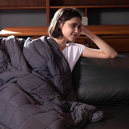 Syrinx Cooling Weighted Blankets 15lbs, 60''x80'', Dark Grey Queen Size for Adults, Soft Heavy…