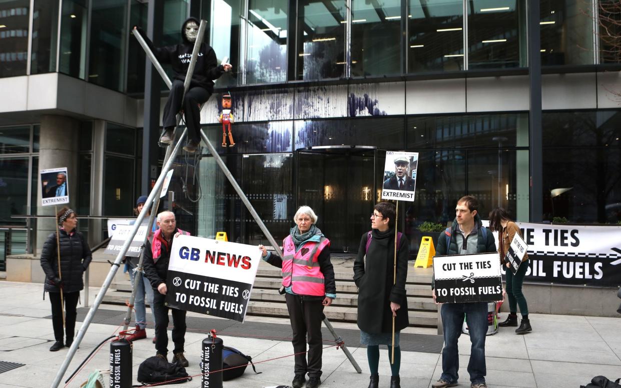 Eco-protesters outside GB News