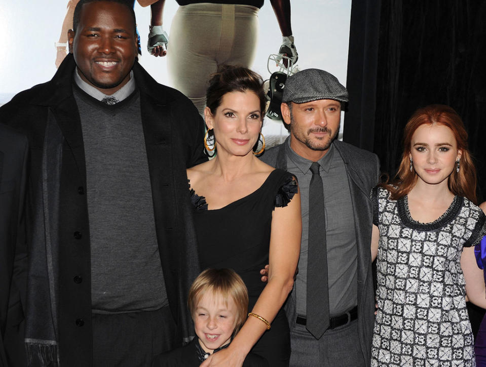 The Blind Side NY Premiere 2009 Quinton Aaron Sandra Bullock Tim McGraw Lily Collins