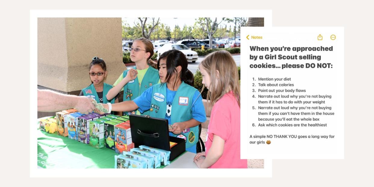 Girl Scouts selling cookies