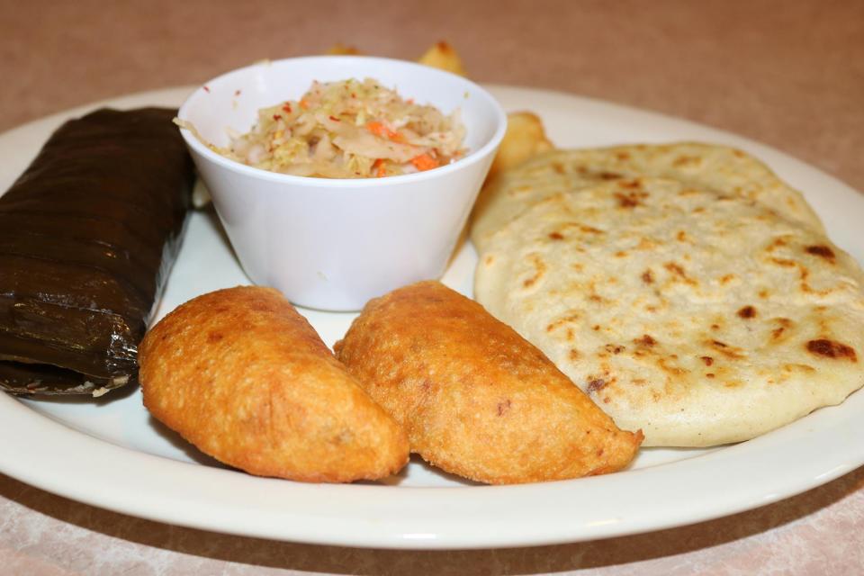 A combination plate at Guanaquito Restaurant, which serves Salvadoran food in Phoenix.