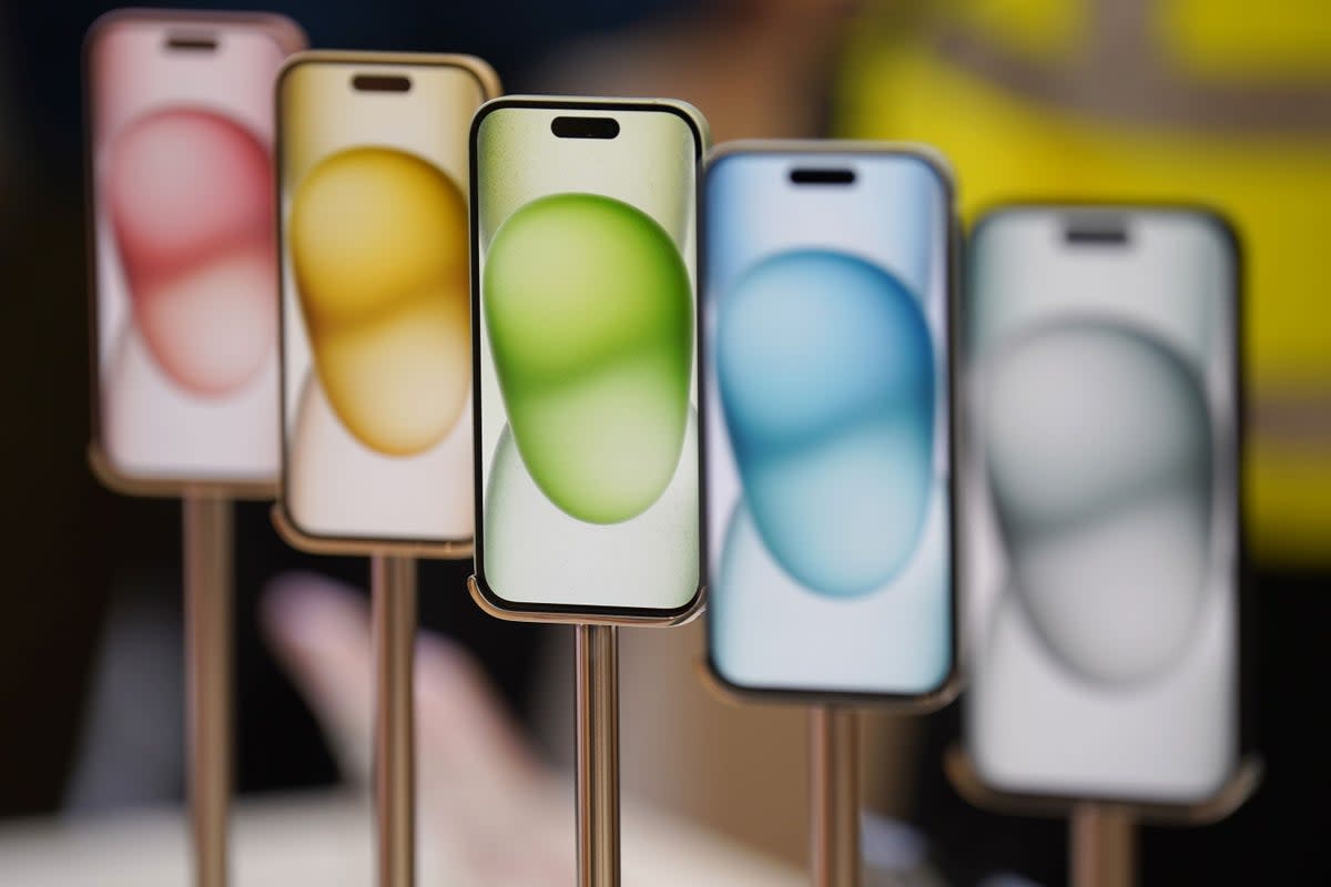 Apple iPhone 15s on display (Jonathan Brady/PA) (PA Wire)