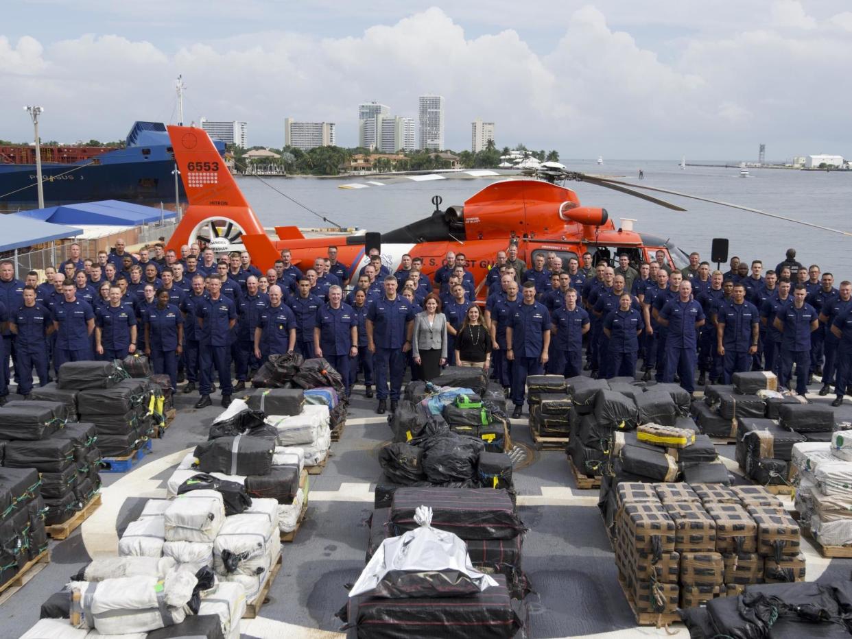 Coast guard officials show off interdicted cocaine: US Coast Guard / PO Jonathan Lally