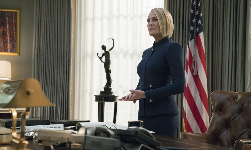 <p>The President is dead, long live the President. Kevin Spacey was sacked after his personal conduct came under scrutiny, with Robin Wright Penn ascending to the Oval Room for the sixth and final season.<br>Photo: Netflix </p>