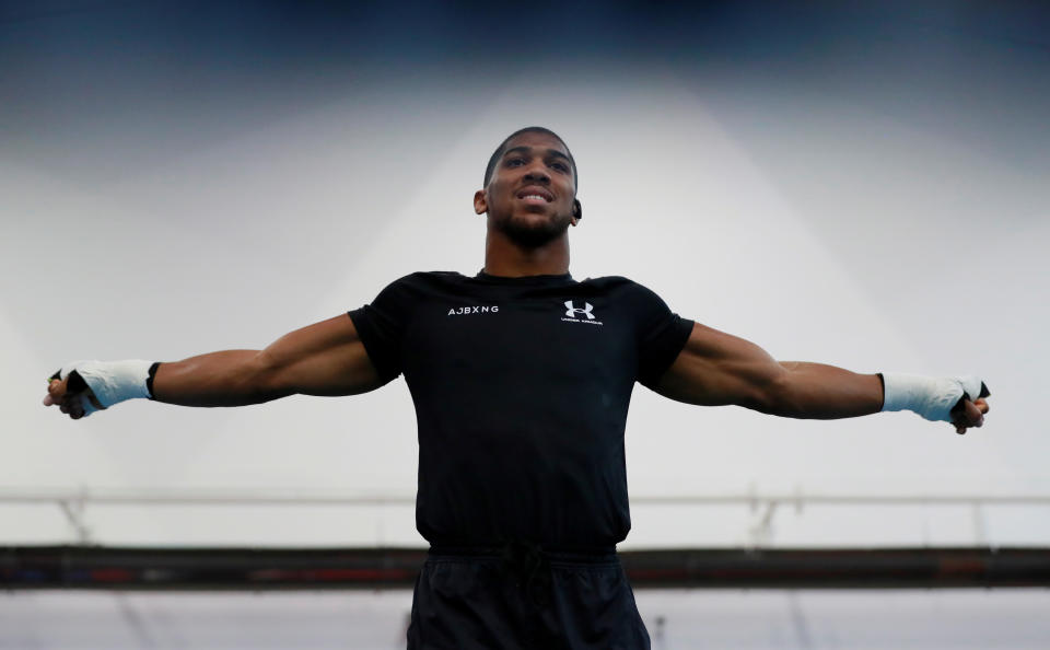 Boxing - Anthony Joshua Media Day - English Institute of Sport, Sheffield, Britain - May 1, 2019   Anthony Joshua during the media day   Action Images via Reuters/Andrew Couldridge         TPX IMAGES OF THE DAY