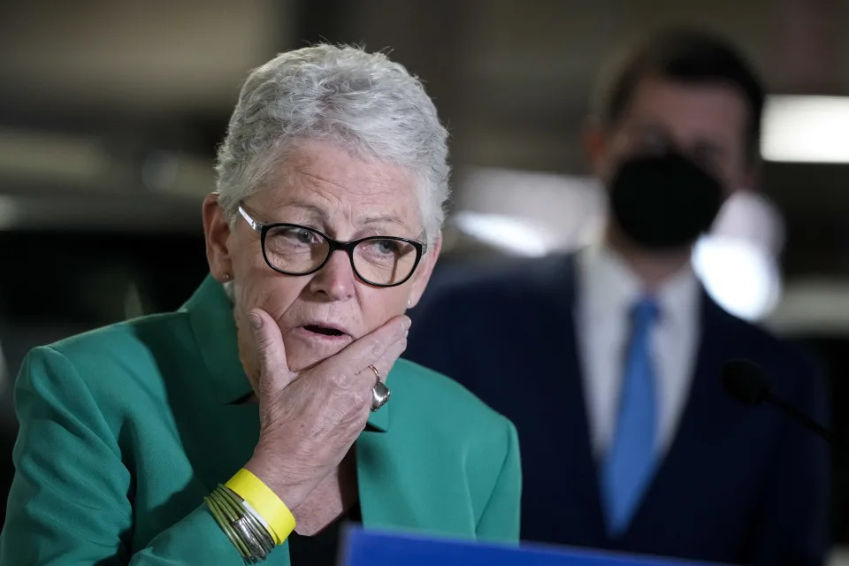 White House Climate Adviser Gina McCarthy speaks at a news conference about the American Jobs Plan on April 22, 2021 in Washington, DC. (Photo by Drew Angerer/Getty Images)