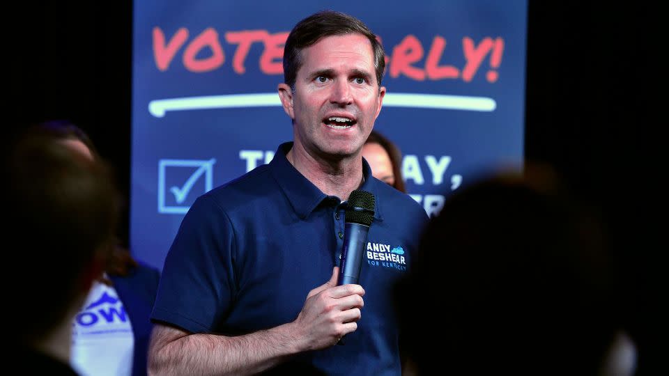 Kentucky Gov. Andy Beshear speaks at a campaign rally in Louisville on November 1, 2023. - Timothy D. Easley/Special to the Courier-Journal/USA Today Network