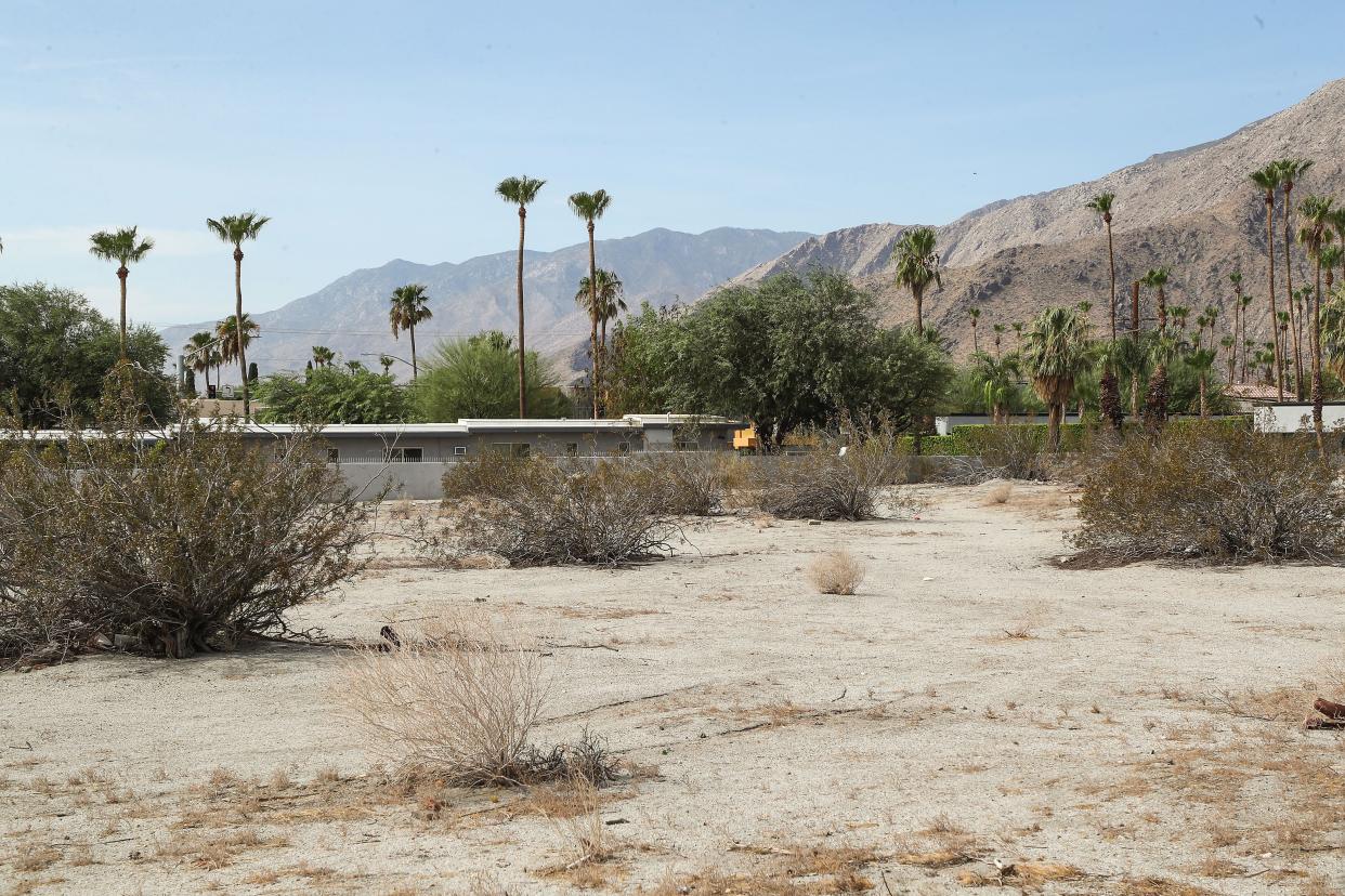 There is a hotel development proposed for this vacant lot at the corner of West Via Olivera and Palm Canyon Dr. in Palm Springs, Calif., July 21, 2022.