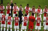 Football Soccer - Ajax Amsterdam v Manchester United - UEFA Europa League Final - Friends Arena, Solna, Stockholm, Sweden - 24/5/17 Ajax players form a guard of honor for Manchester United manager Jose Mourinho Reuters / Phil Noble Livepic