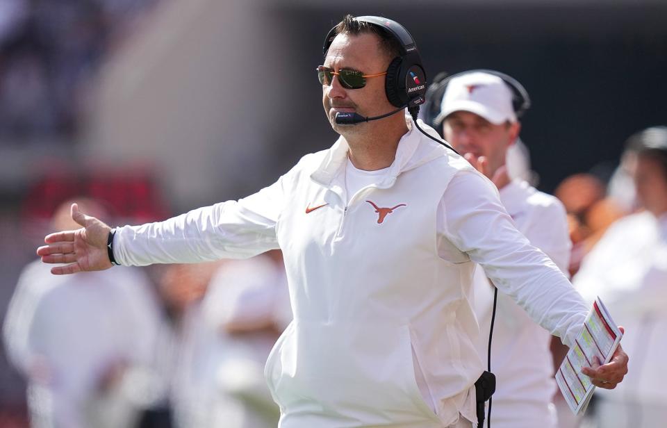 Texas head coach Steve Sarkisian weighed in on Thursday about the Michigan sign-stealing scandal that is a top storyline right now in college football. The fix, he said, is easy: implement the coach-to-quarterback helmet communication technology that the NFL is already using.