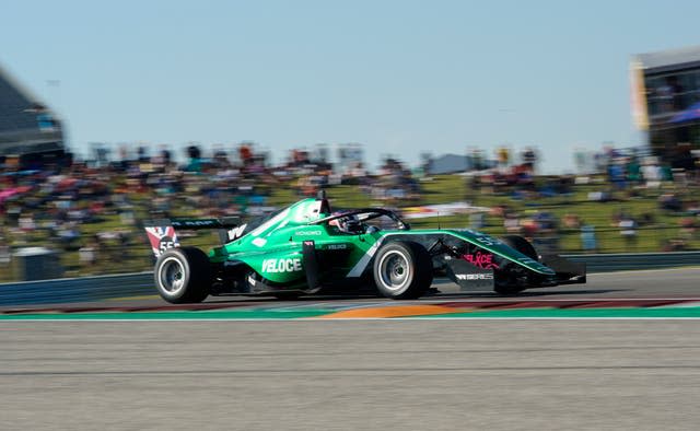 Jamie Chadwick led every lap to take a commanding win in Austin 